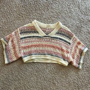 Free People Cropped Crochet Sweater